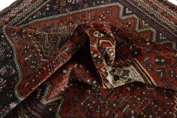 Close-up detail of 2000s Shiraz rug from Iran / Persia showing Wool weave