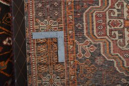 Surface texture of 2000s Shiraz rug with natural Wool and intricate pattern