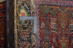 Close-up detail of 2000s Shiraz rug from Iran / Persia showing Wool weave