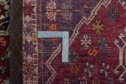 Close-up detail of 2000s Shiraz rug from Iran / Persia showing Wool weave