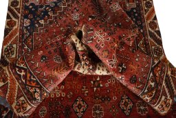 Close-up detail of 2000s Shiraz rug from Iran / Persia showing Wool weave