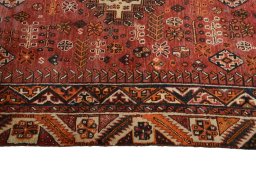 Full view of 2000s Shiraz rug from Iran / Persia, 260 × 144 cm in Red tones