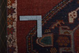 Close-up detail of 2000s Shiraz rug from Iran / Persia showing Wool weave