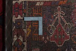 Close-up detail of 1970s Shiraz rug from Iran / Persia showing Wool weave