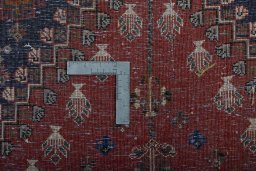 Close-up detail of 2000s Shiraz rug from Iran / Persia showing Wool weave