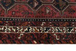 Close-up detail of 2000s Shiraz rug from Iran / Persia showing Wool weave