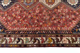 Close-up detail of 2000s Shiraz rug from Iran / Persia showing Wool weave