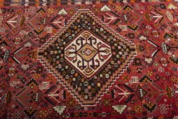 Central medallion detail of 2000s Shiraz rug from Iran / Persia