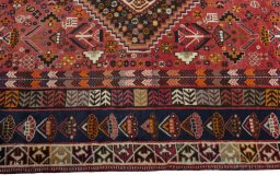 Full view of 2000s Shiraz rug from Iran / Persia, 268 × 167 cm in Red tones