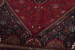 Close-up detail of 2000s Shiraz rug from Iran / Persia showing Wool weave