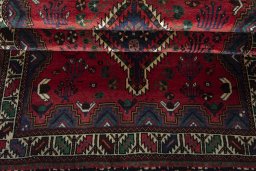 Full view of 2000s Shiraz rug from Iran / Persia, 191 × 126 cm in Red tones