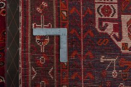 Surface texture of 2000s Shiraz rug with natural Wool and intricate pattern