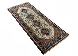 Close-up detail of 2000s Shiraz rug from Iran / Persia showing Wool weave