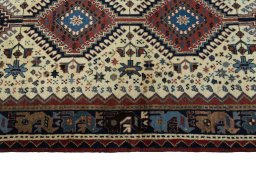 Close-up detail of 2000s Shiraz rug from Iran / Persia showing Wool weave