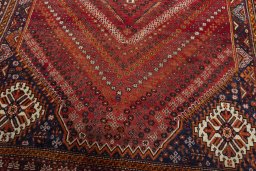 Close-up detail of 2000s Shiraz rug from Iran / Persia showing Wool weave