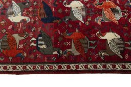 Close-up detail of 2000s Shiraz rug from Iran / Persia showing Wool weave