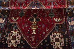 Close-up detail of 2000s Shiraz rug from Iran / Persia showing Wool weave