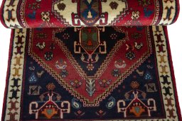 Full view of 2000s Shiraz rug from Iran / Persia, 150 × 82 cm in Red tones