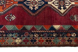 Close-up detail of 2000s Shiraz rug from Iran / Persia showing Wool weave