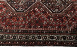 Close-up detail of 2000s Shiraz rug from Iran / Persia showing Wool weave