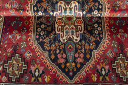 Full view of 2000s Shiraz rug from Iran / Persia, 161 × 119 cm in Blue tones