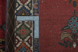 Surface texture of 2000s Shiraz rug with natural Wool and intricate pattern