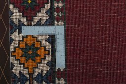 Close-up detail of 2000s Shiraz rug from Iran / Persia showing Wool weave
