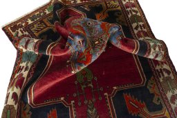 Close-up detail of 2000s Shiraz rug from Iran / Persia showing Wool weave