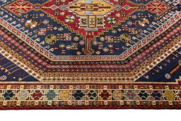 Full view of 2000s Shiraz rug from Iran / Persia, 282 × 166 cm in Blue tones