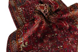 Close-up detail of 2000s Shiraz rug from Iran / Persia showing Wool weave