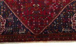Close-up detail of 2000s Shiraz rug from Iran / Persia showing Wool weave