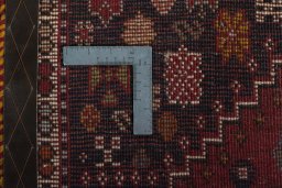 Close-up detail of 2000s Shiraz rug from Iran / Persia showing Wool weave