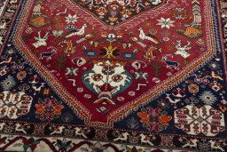 Close-up detail of 2000s Shiraz rug from Iran / Persia showing Wool weave