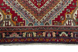 Close-up detail of 1970s Shiraz rug from Iran / Persia showing Wool weave