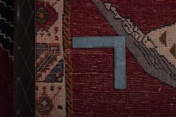 Close-up detail of 2000s Shiraz rug from Iran / Persia showing Wool weave