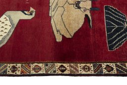 Close-up detail of 2000s Shiraz rug from Iran / Persia showing Wool weave