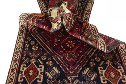 Close-up detail of 2000s Shiraz rug from Iran / Persia showing Wool weave