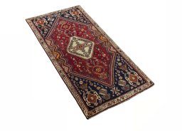 Close-up detail of 2000s Shiraz rug from Iran / Persia showing Wool weave