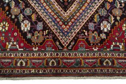 Full view of 1970s Shiraz rug from Iran / Persia, 293 × 210 cm in Blue tones