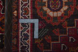 Close-up detail of 2000s Shiraz rug from Iran / Persia showing Wool weave