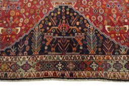 Central medallion detail of 1970s Shiraz rug from Iran / Persia