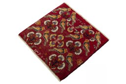 Corner detail of 2000s Shiraz rug showing border pattern and Wool pile