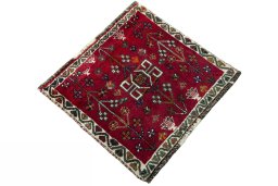 Close-up detail of 2000s Shiraz rug from Iran / Persia showing Wool weave