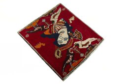 Close-up detail of 2000s Shiraz rug from Iran / Persia showing Wool weave
