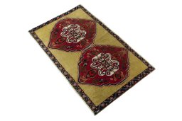 Corner detail of 2000s Shiraz rug showing border pattern and Wool pile