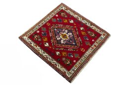 Close-up detail of 2000s Shiraz rug from Iran / Persia showing Wool weave