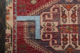 Backside of handmade 2000s Shiraz rug showing knot structure and weave density