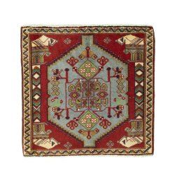 Full view of 2000s Shiraz rug from Iran / Persia, 62 × 64 cm in Red tones