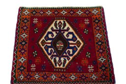 Surface texture of 2000s Shiraz rug with natural Wool and intricate pattern