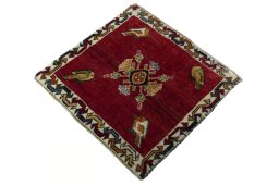 Corner detail of 2000s Shiraz rug showing border pattern and Wool pile
